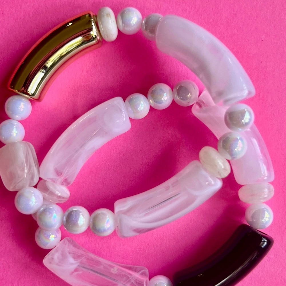 Pink and Gold Beaded Bracelet